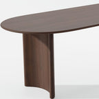 67" Walnut Wood Double Pedestal Base Oval Dining Table