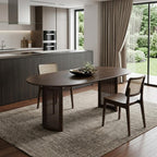 67" Walnut Wood Double Pedestal Base Oval Dining Table