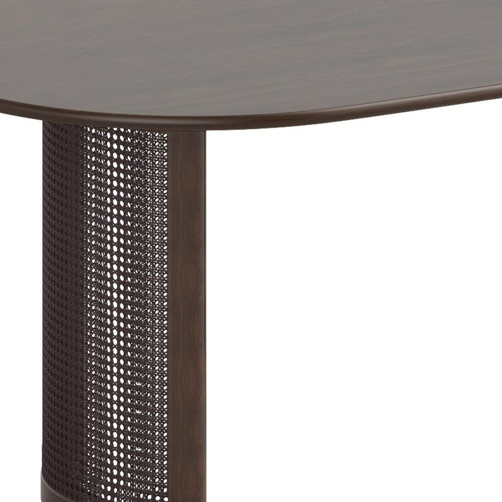 67" Walnut Wood Double Pedestal Base Oval Dining Table