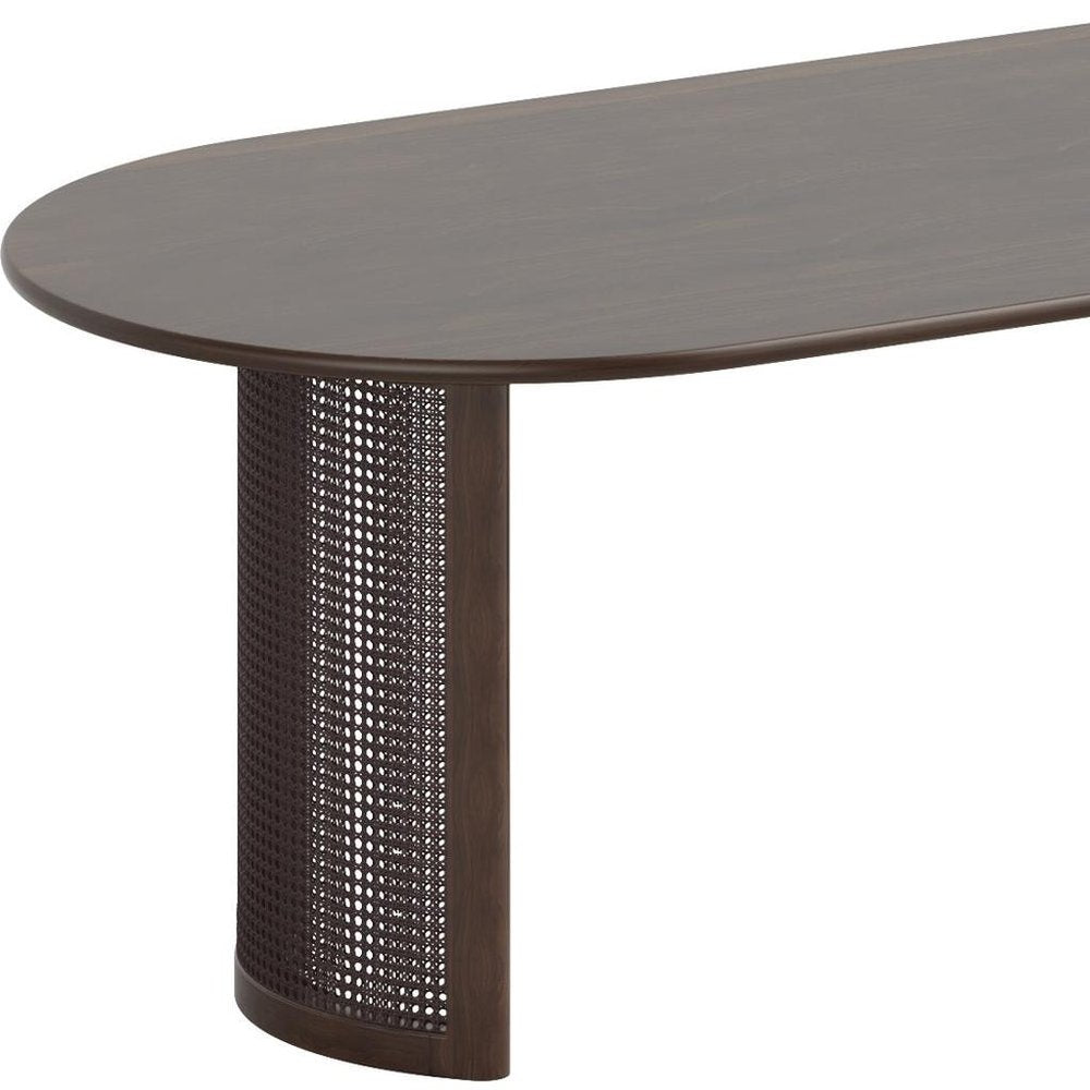 67" Walnut Wood Double Pedestal Base Oval Dining Table