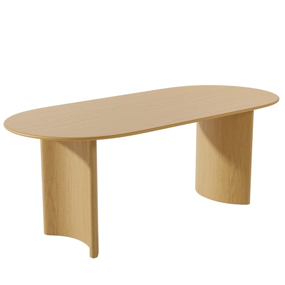 67" Natural Solid Wood Double Pedestal Base Oval Dining Table