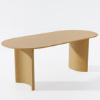 67" Natural Solid Wood Double Pedestal Base Oval Dining Table