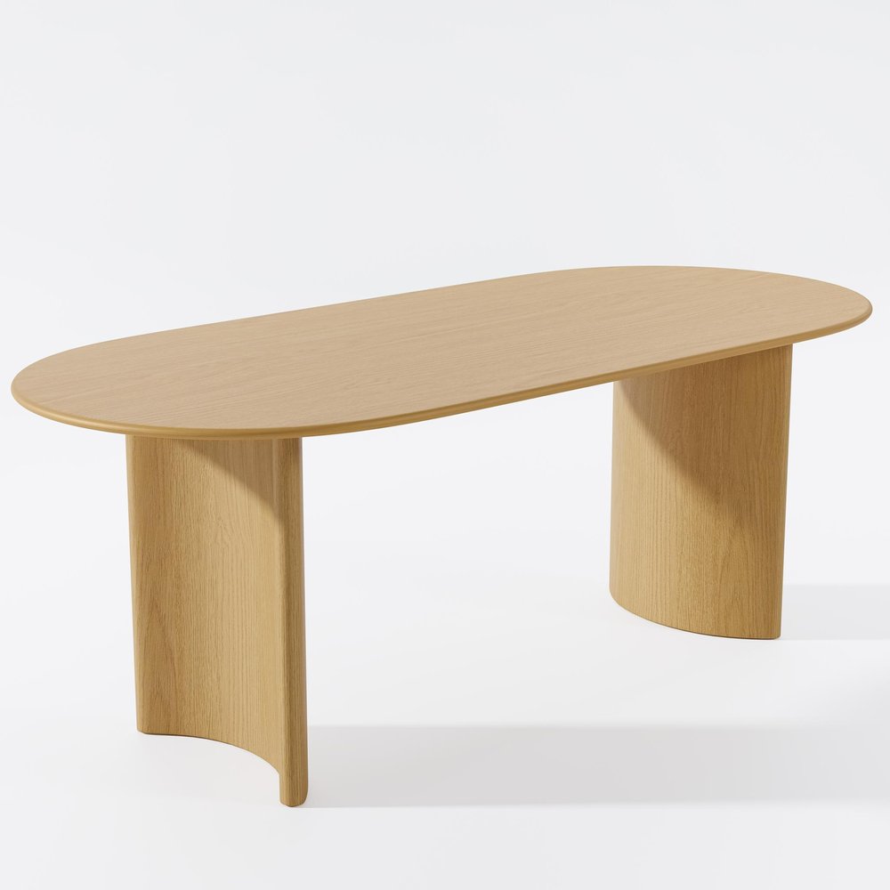 67" Natural Solid Wood Double Pedestal Base Oval Dining Table