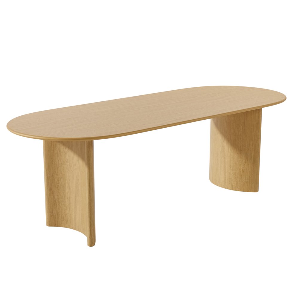 67" Natural Wood Double Pedestal Base Oval Dining Table