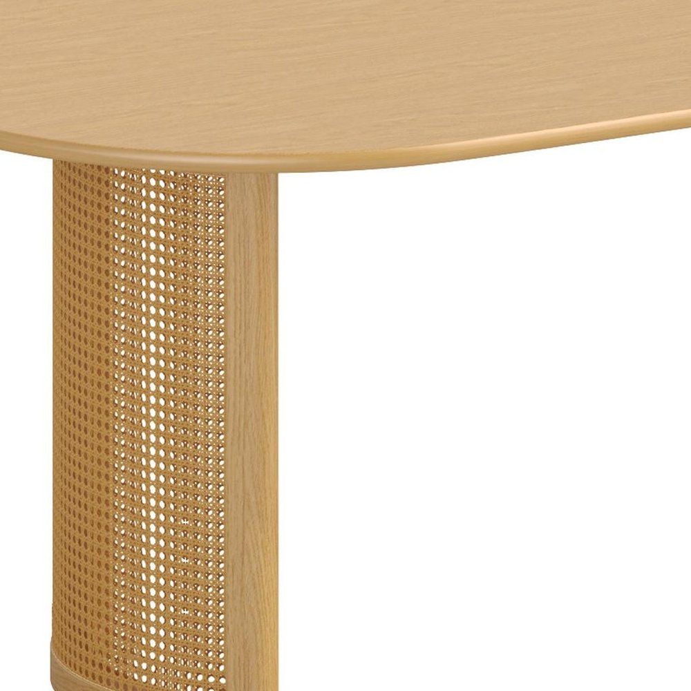 67" Natural Wood Double Pedestal Base Oval Dining Table
