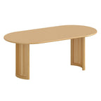 67" Natural Wood Double Pedestal Base Oval Dining Table