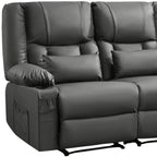 62" Gray Faux Leather Manual Reclining Loveseat With Storage and Toss Pillows