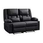 62" Gray Faux Leather Manual Reclining Loveseat With Storage and Toss Pillows