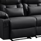 62" Gray Faux Leather Manual Reclining Loveseat With Storage and Toss Pillows