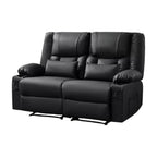 62" Gray Faux Leather Manual Reclining Loveseat With Storage and Toss Pillows