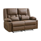 62" Gray Faux Leather Manual Reclining Loveseat With Storage and Toss Pillows