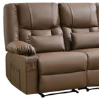62" Gray Faux Leather Manual Reclining Loveseat With Storage and Toss Pillows