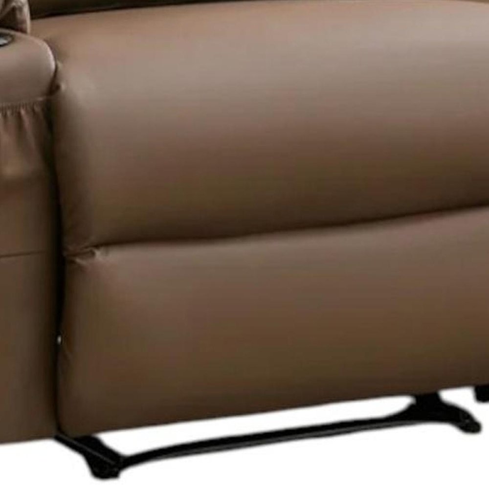 62" Gray Faux Leather Manual Reclining Loveseat With Storage and Toss Pillows
