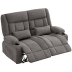47" Slate Blue and Black Microfiber Manual Reclining Loveseat With Storage and Toss Pillows