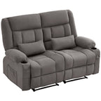 47" Slate Blue and Black Microfiber Manual Reclining Loveseat With Storage and Toss Pillows