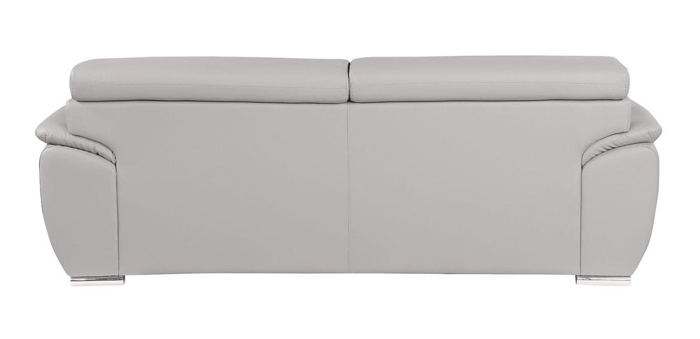 86" Light Gray Top Grain Leather Sofa