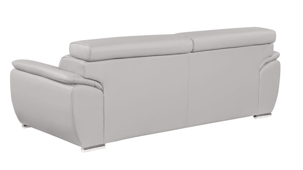 86" Light Gray Top Grain Leather Sofa