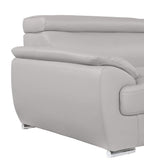 86" Light Gray Top Grain Leather Sofa