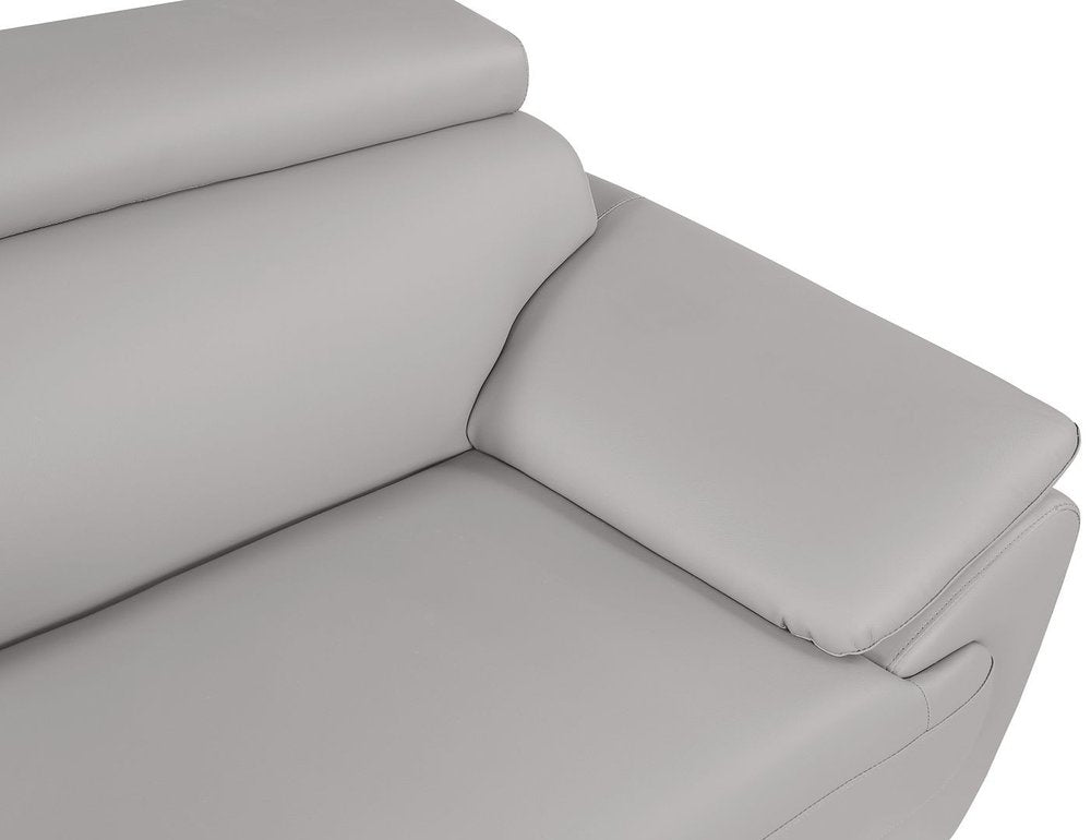 86" Light Gray Top Grain Leather Sofa