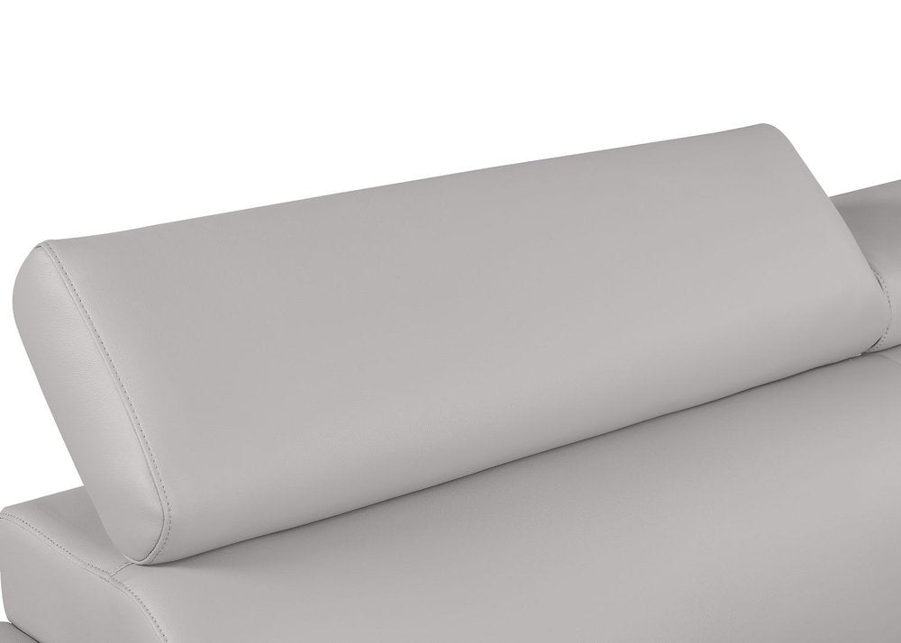 86" Light Gray Top Grain Leather Sofa