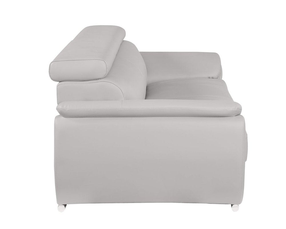 86" Light Gray Top Grain Leather Sofa