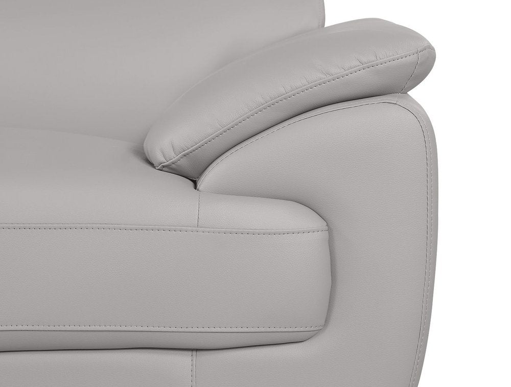 86" Light Gray Top Grain Leather Sofa