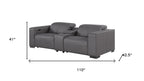 Two Piece Dark Gray Genuine Leather Five Person Seating Set