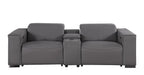 Two Piece Dark Gray Genuine Leather Five Person Seating Set