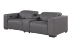 Two Piece Dark Gray Genuine Leather Five Person Seating Set