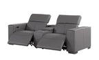 Two Piece Dark Gray Genuine Leather Five Person Seating Set