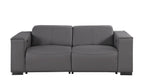Two Piece Dark Gray Genuine Leather Five Person Seating Set