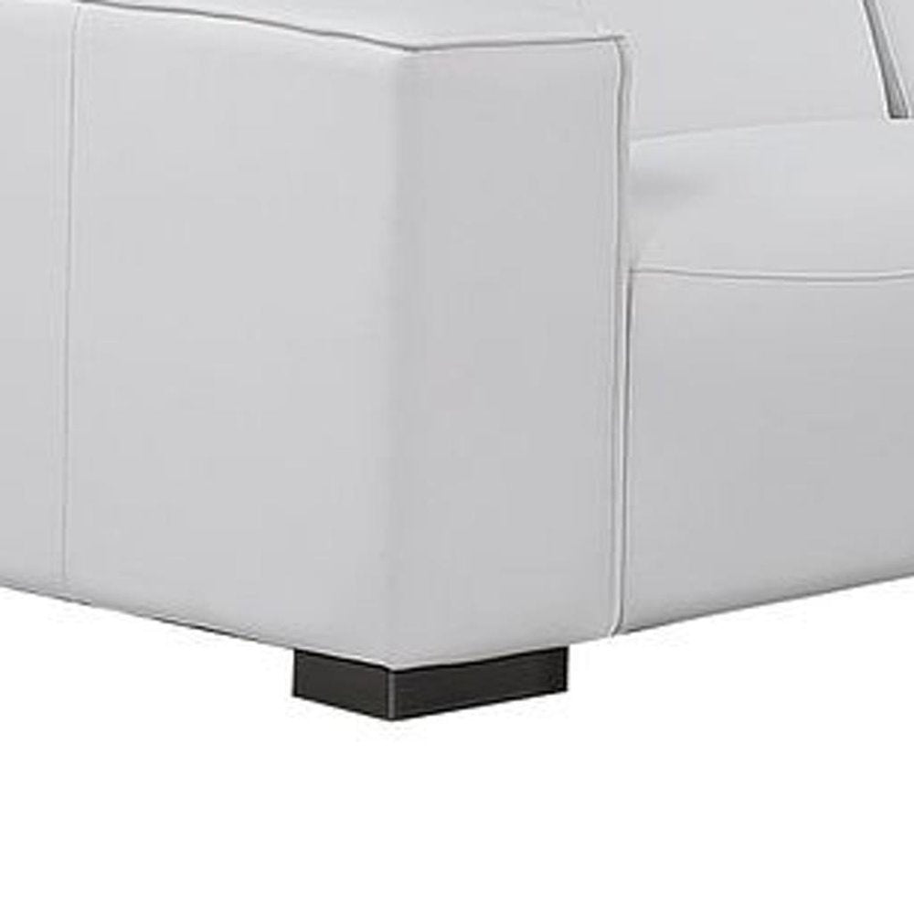Two Piece White Genuine Leather Five Person Seating Set