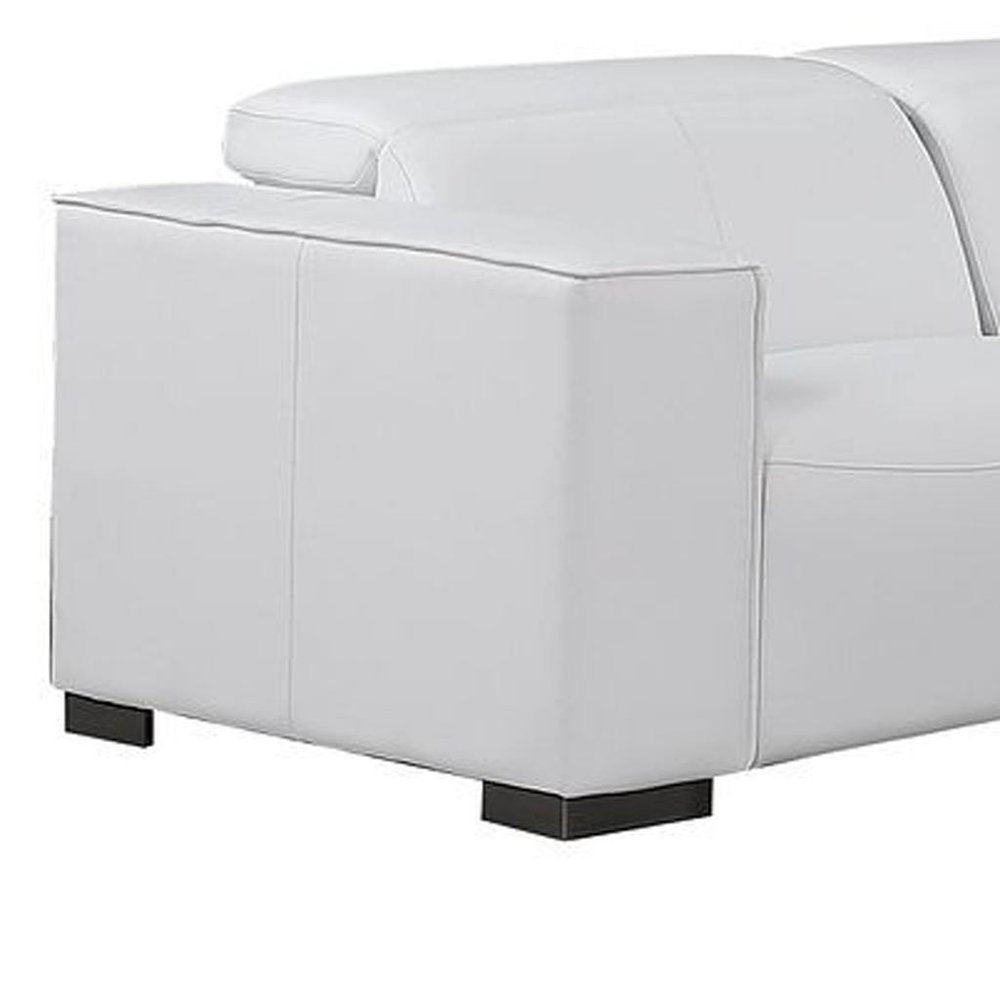 Two Piece White Genuine Leather Five Person Seating Set