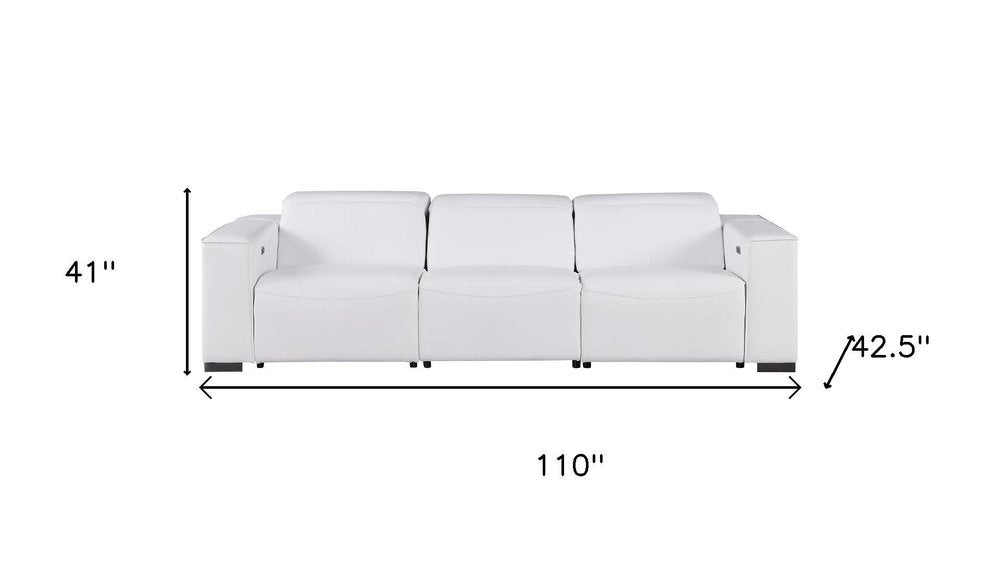 Two Piece White Genuine Leather Five Person Seating Set