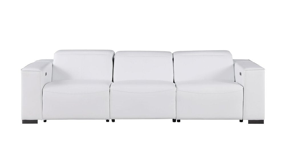 Two Piece White Genuine Leather Five Person Seating Set