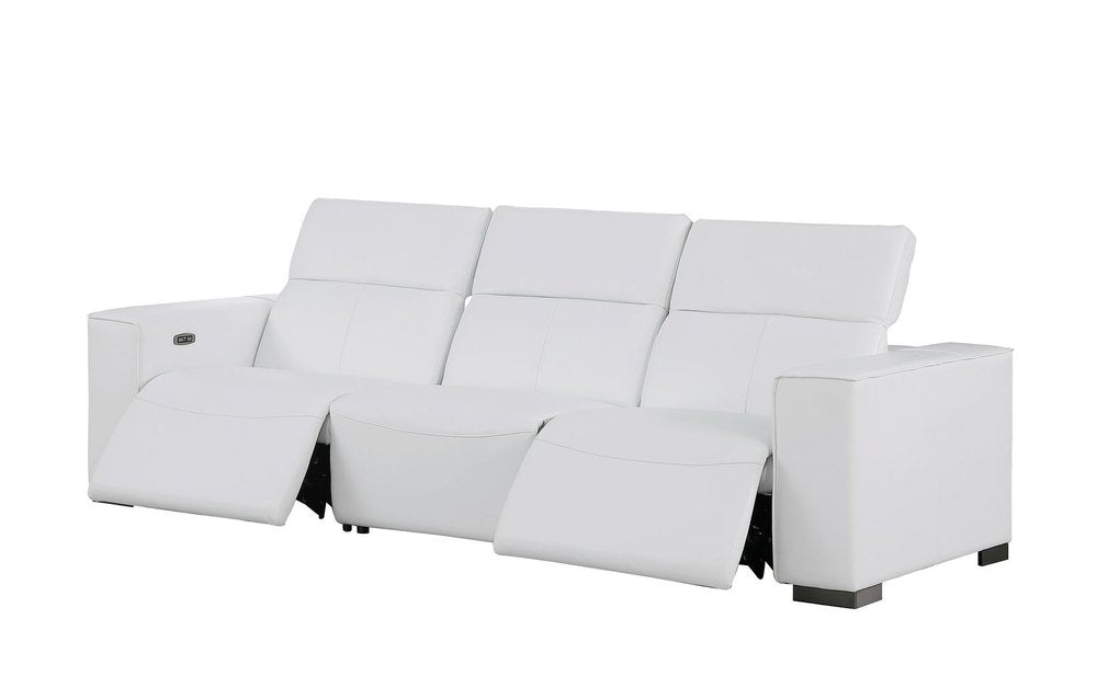Two Piece White Genuine Leather Five Person Seating Set
