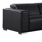 Two Piece Black Genuine Leather Five Person Seating Set