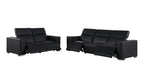 Two Piece Black Genuine Leather Five Person Seating Set