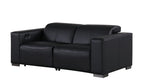 Two Piece Black Genuine Leather Five Person Seating Set