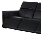 Two Piece Black Genuine Leather Five Person Seating Set