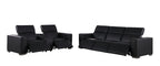 Two Piece Black Genuine Leather Five Person Seating Set