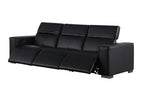 Two Piece Black Genuine Leather Five Person Seating Set