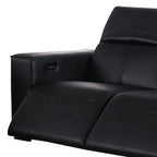 Two Piece Black Genuine Leather Five Person Seating Set