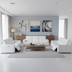 Two Piece White Genuine Leather Five Person Seating Set