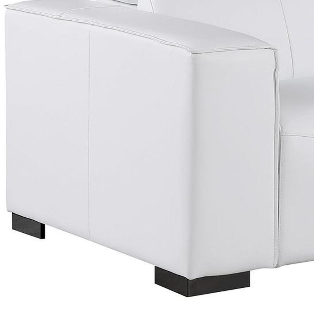 Two Piece White Genuine Leather Five Person Seating Set