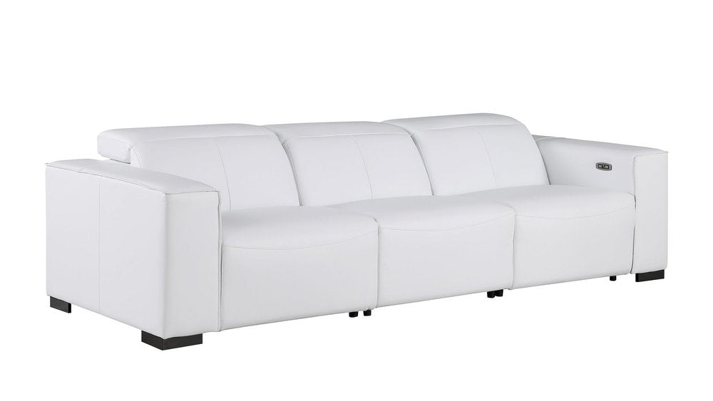 Two Piece White Genuine Leather Five Person Seating Set