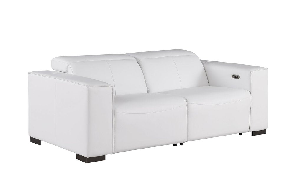 Two Piece White Genuine Leather Five Person Seating Set