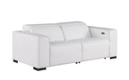 Two Piece White Genuine Leather Five Person Seating Set