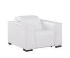 Two Piece White Genuine Leather Five Person Seating Set