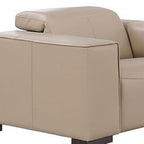 Two Piece Beige Genuine Leather Five Person Seating Set
